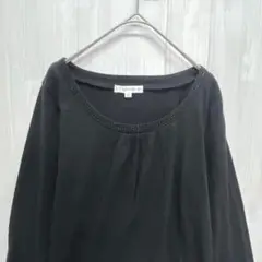 クランプリュス　ビジューネック長袖カットソー　黒　40 / L