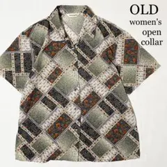 OLD Sampaguite オープンカラー デザインシャツ 総柄シャツ 古着