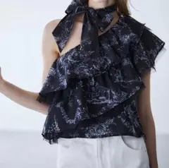 Riu One shoulder Toile de Jouy tops
