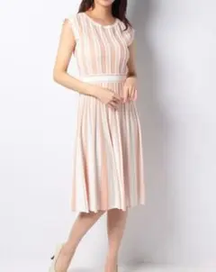 ☆美品☆ANAYI*ストライプ アイレット フレアワンピース