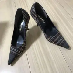 グレーチェック　パンプス　22センチ