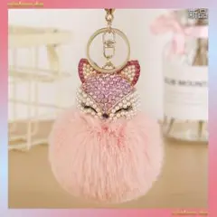 ラスト1点!超人気新品★キツネ★朱華色★ふわふわ★キーホルダー★バッグチャーム