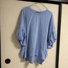 水色 バルーンスリーブ Tシャツ