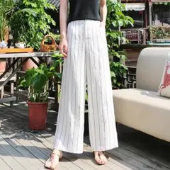 2色 着痩せ ハイウエスト ワイドパンツ ゆったり系 柔らかくて カジュアル