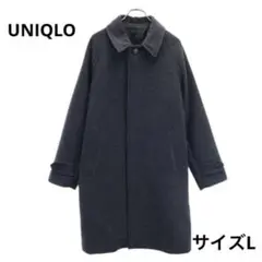 ユニクロ グレンチェック ステンカラーコート L グレー UNIQLO