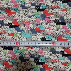 はぎれ　コットンこばやし集合猫　ツイル生地　約100cm×50cm