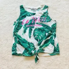 キッズ　H＆M　ボタニカル　ノースリーブ　タイフロントカットソー　夏　リゾート