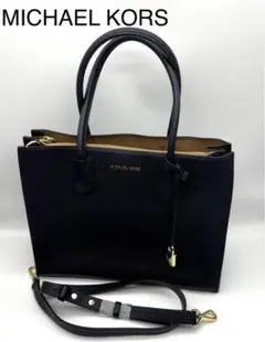 MICHAELKORSマイケルコース MK レザー2wayハンドバッグ ネイビー