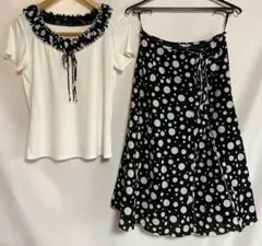 夏用　日本製 La.SUMER ラシュメール フリルドット柄 セットアップ