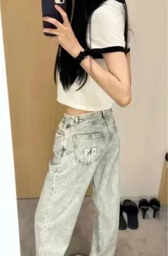 Calvin Klein ワイドレッグデニムライトブルー