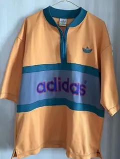 【値下げ】【ヴィンテージ】 古着adidas オレンジ 七分袖 XL