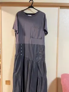 LASUD ACTIVE グレー カットソーロングワンピース