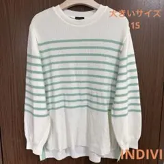 新品 INDIVI インディヴィ ニット トップス ボーダー 大きいサイズ 15