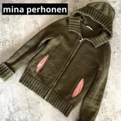 mina perhonen ミナペルホネン ニットパーカー カーキ Mサイズ