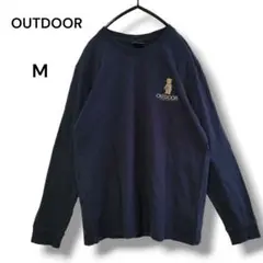 【OUTDOOR】アウトドア　長袖シャツ　刺繍ワンポイント　ネイビー　Mサイズ