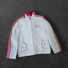 adidas 万国旗タグ 3本ライン ダウンジャケット短丈 平成ギャル