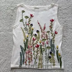 Sybilla シビラ　フラワー刺繍ノースリーブニット　M 近年モデル