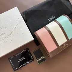 新品 clelia クレリア 2つ折り財布 折り財布 ストライプ カラフル