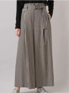 【新品】ヒロココシノ　ハイウエストストライプワイドパンツ　サイズ38