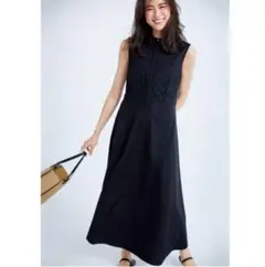 ハッシュニュアンス キルティングシャツワンピ　黒