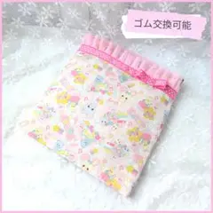 防災頭巾カバー　座布団タイプ　【正方形】うさぎちゃんとくまちゃん