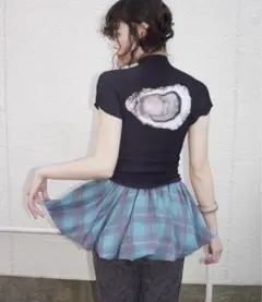 musubore peplum mini SK skirt green バルーン