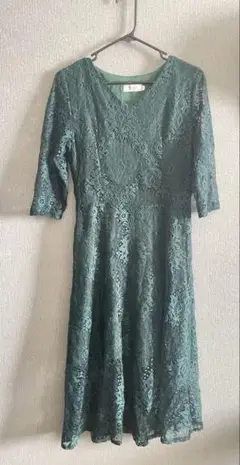 お呼ばれドレス　パーティードレス　グリーン　Ｌ
