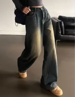 SHEIN レディースジーンズ　レトロ　ストレートパンツ　y2k ストリート