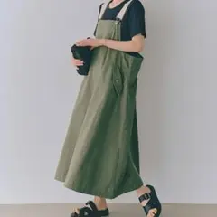 新品未使用 studio CLIP 　デニムジャンパースカート　カーキ