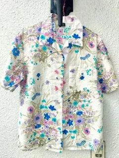 花柄 かりゆしウェア size3L アロハシャツ リップル生地