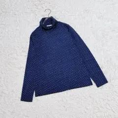 【Golden Bear】タートルネックカットソー (M) 総柄 長袖 ウール混