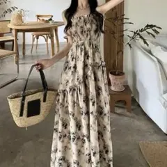 【新品】キャミワンピース 花柄ワンピース ノースリーブ