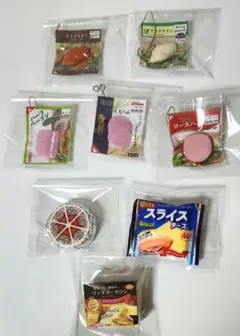 ガチャガチャミニチュア 食品 サラダチキン•ハム•ベーコン•チーズ•マーガリン