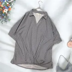 《SHOO la RUE》 ストライプ半袖シャツ ユニセックス ビッグシルエット