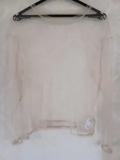シースルーベージュ長袖トップス