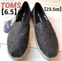TOMS ブラック 刺繍スリッポン US 6.5【23,5㎝】新品タグ付き