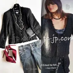 超美品 シャネル CHANEL 激レア人気 ブラック ツイード・ジャケット 40