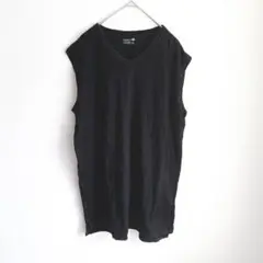 ベイシア saradeo VネックTシャツ ノースリーブ LL 黒 ブラック