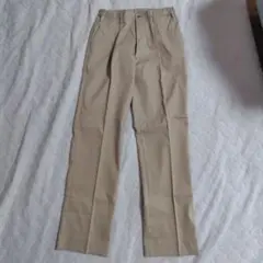 ベージュ スラックス センタープレス ゴムウエスト