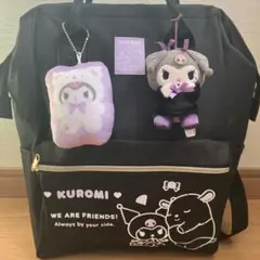 値下げ！KUROMI リュック・バックパック 黒　クロミキーホルダーた付き