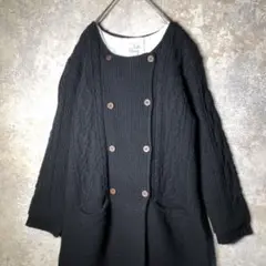 【ヴィンテージ】ニットコート ロングニットジャケット ウール 古着 ZAS11