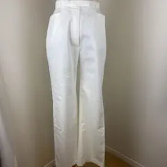 ホワイト フレアパンツ サイドポケット付きサイズM
