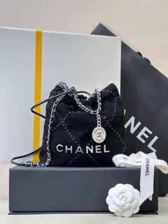 CHANEL ブラック ドローストリングバッグ