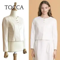 【TOCCA】 洗えるFIORE JACKET ノーカラージャケット