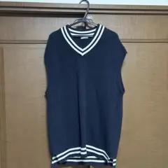 GU ネイビー Vネック ノースリーブ ニット Mseize