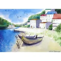 （原画）青の夏【A5サイズ／水彩画／#2448】