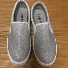 シルバー グリッター スリッポンスニーカー
