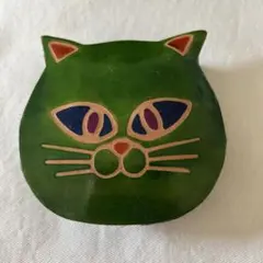 猫の顔型コインケース（緑）