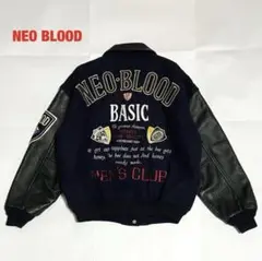90s NEO BLOOD TOKYO 刺繍ロゴ レザー切替 スタジャン NEO BLOOD TOKYO ネオブラッド トーキョー スタジャン 袖レザー