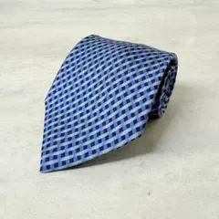 美品 HERMES エルメス シルク ネクタイ ひし型 ブルー系